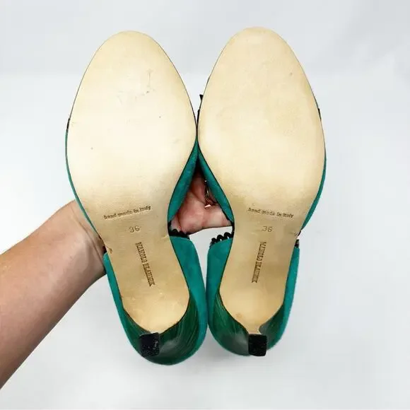 Manolo Blahnik Suede Peep Toe d’Orsay High Heel Pumps Size 36